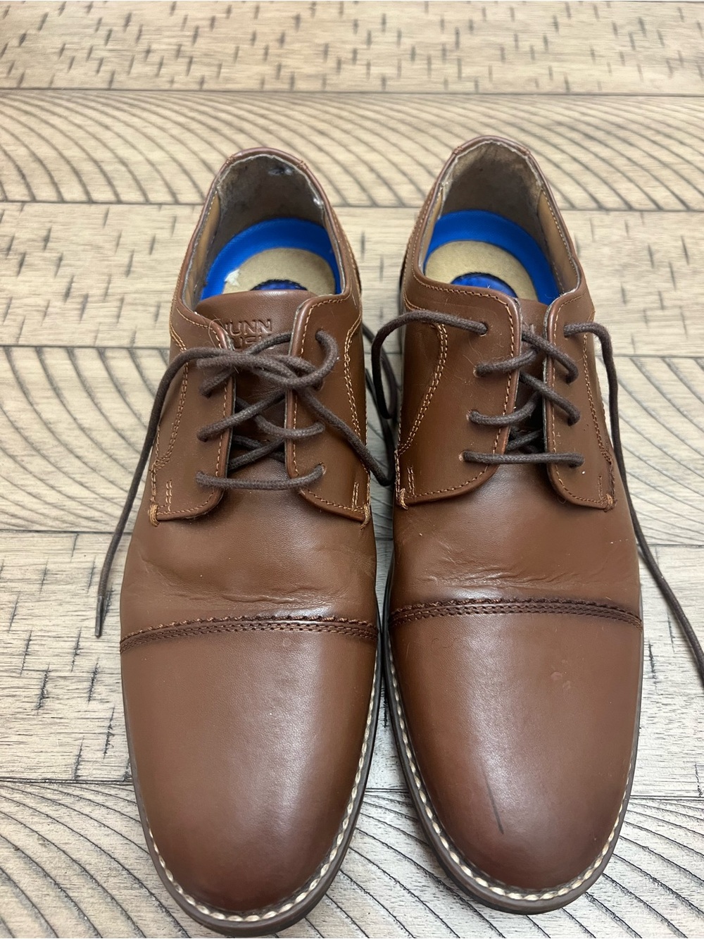 Nunn Bush Brown Leather Derby Shoes with Dark Brown Laces